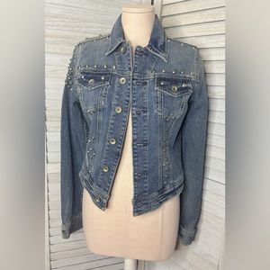 Express Studded Denim Jacket., Size XS, Studs & Stars